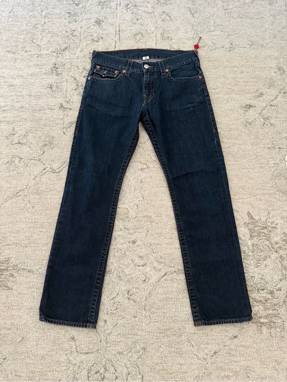 True Religion Mens Straight Dark Wash Jeans